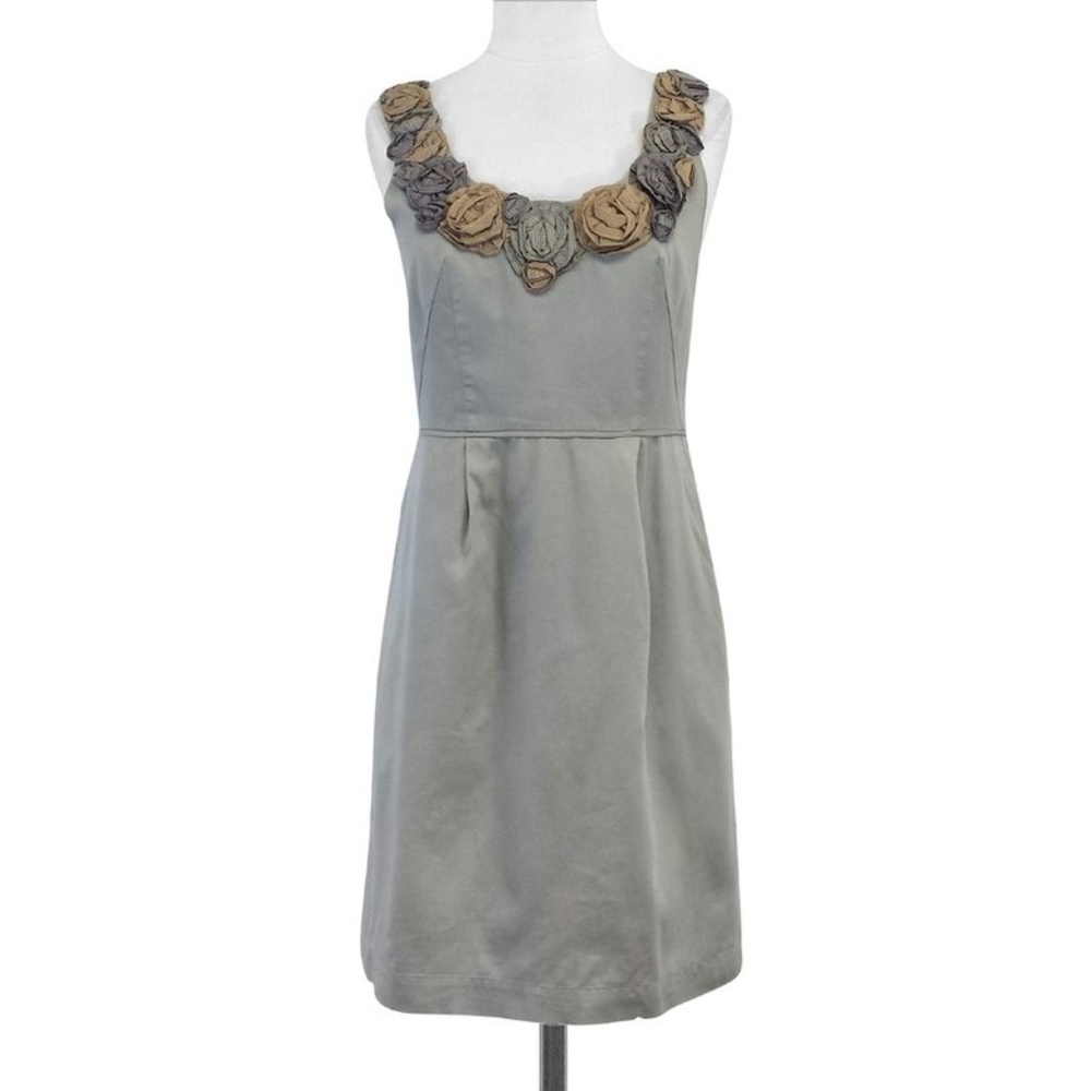 Baraschi- Grey Floral Embellished Neckline